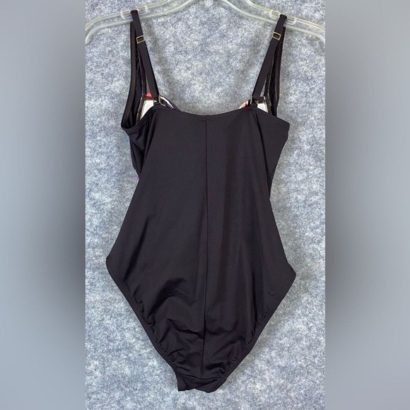 La Blanca 1-PC Swimsuit Wire-Free Ruched Bandeau Tropical Chocolate Brown Size 6 - Picture 6 of 12